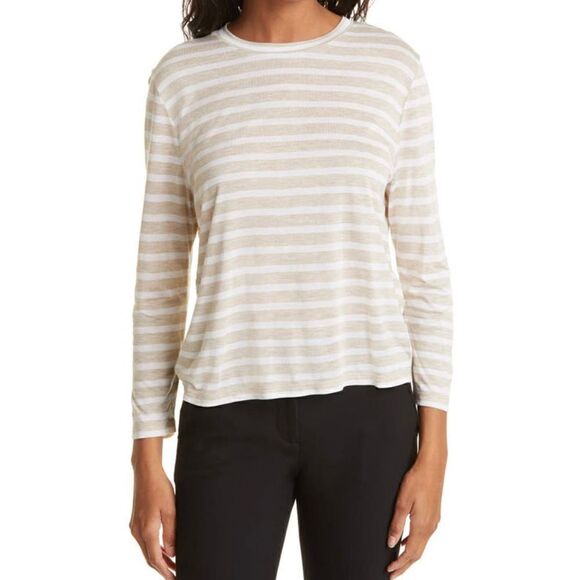 Vince Stripe Bracelet Sleeve Crewneck T-Shirt NWT Size X-Small - Picture 1 of 5